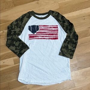 adidas Kids Long Sleeve Shirt with Camouflage and Flag Design